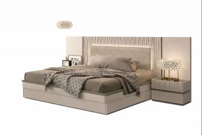 Bedroom Furniture Beds Marina Taupe Bed with Frames