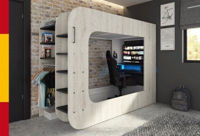 Bedroom Furniture Full Size Kids Bedrooms Gamer Bed 35.43" x 78.7" Natural Color