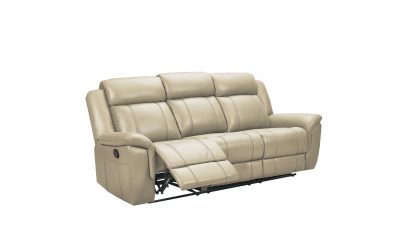 9015 Cream Sofa w/ manual recliners