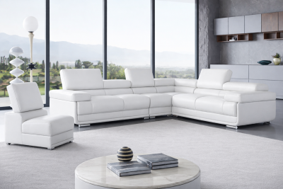 Sectionals 2119 Sectional with Extra Chair - White