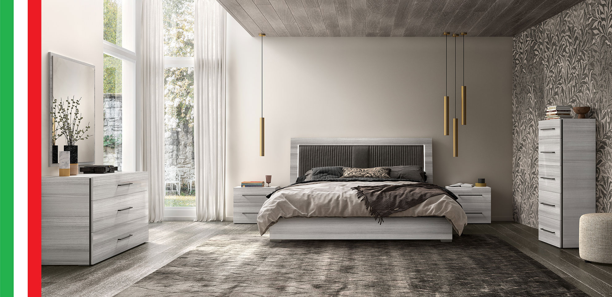 Bedroom Furniture Modern Bedrooms QS and KS Mia Bedroom w/ Light