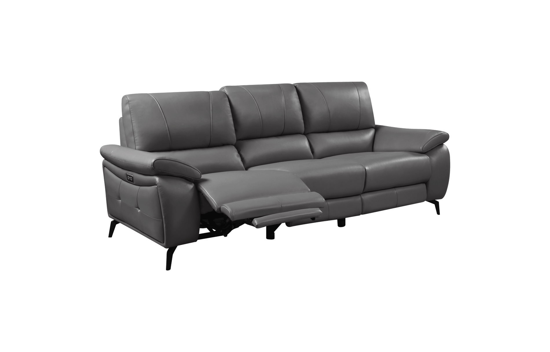 Living Room Furniture Reclining and Sliding Seats Sets 2934 Dark Grey Sofa w/ electric recliners