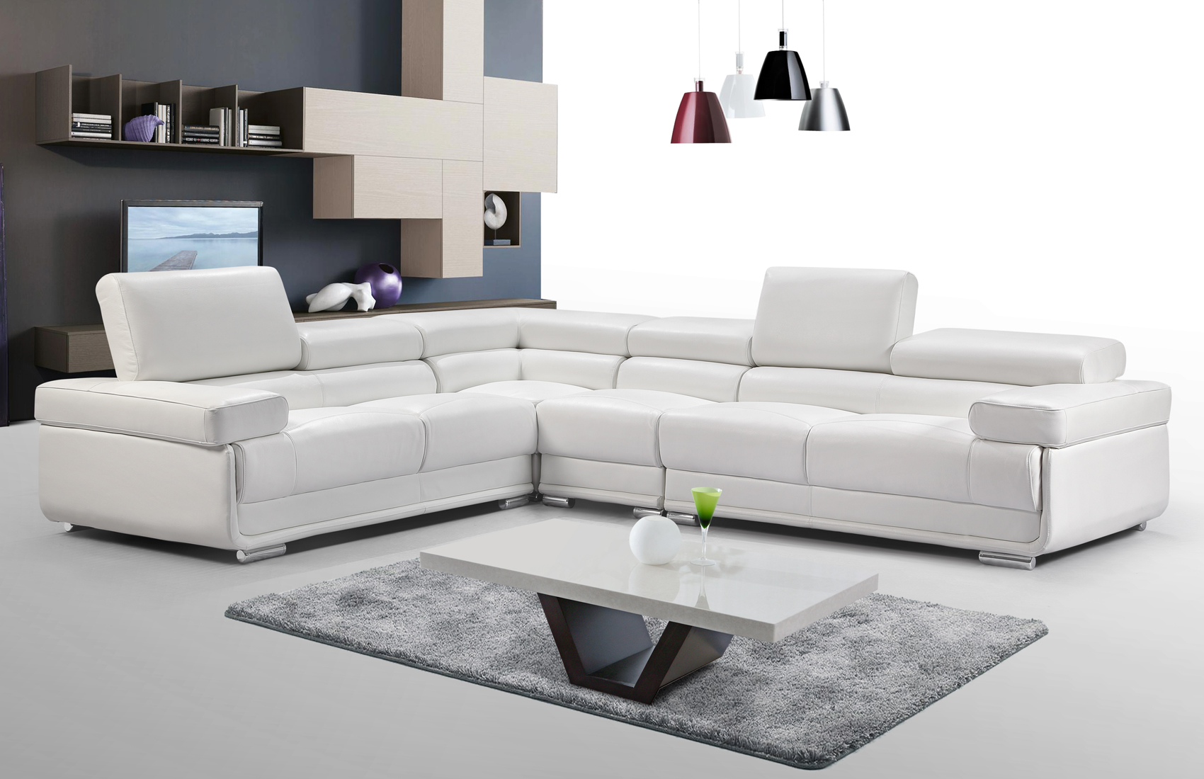 Living Room Furniture Sectionals 2119 Sectional White