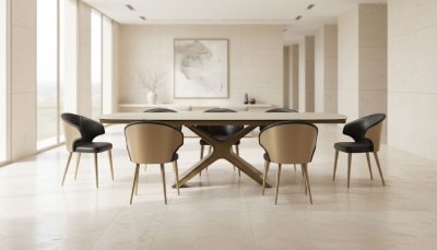 Dining Room 9368 Dining Table with Wave Dark Grey Chairs