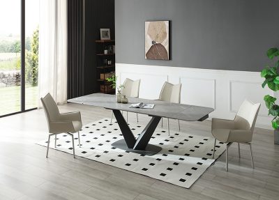 Cloud Table with 1218 swivel grey taupe chairs