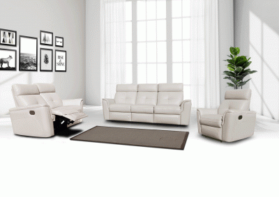 Living Room Furniture Sofas Loveseats and Chairs 8501 White w/Manual Recliners