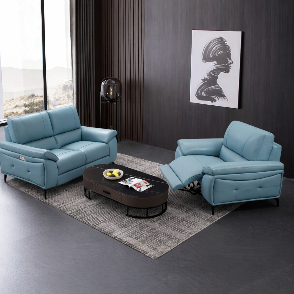 Living Room Furniture Reclining and Sliding Seats Sets 2934 Blue w/ electric recliners