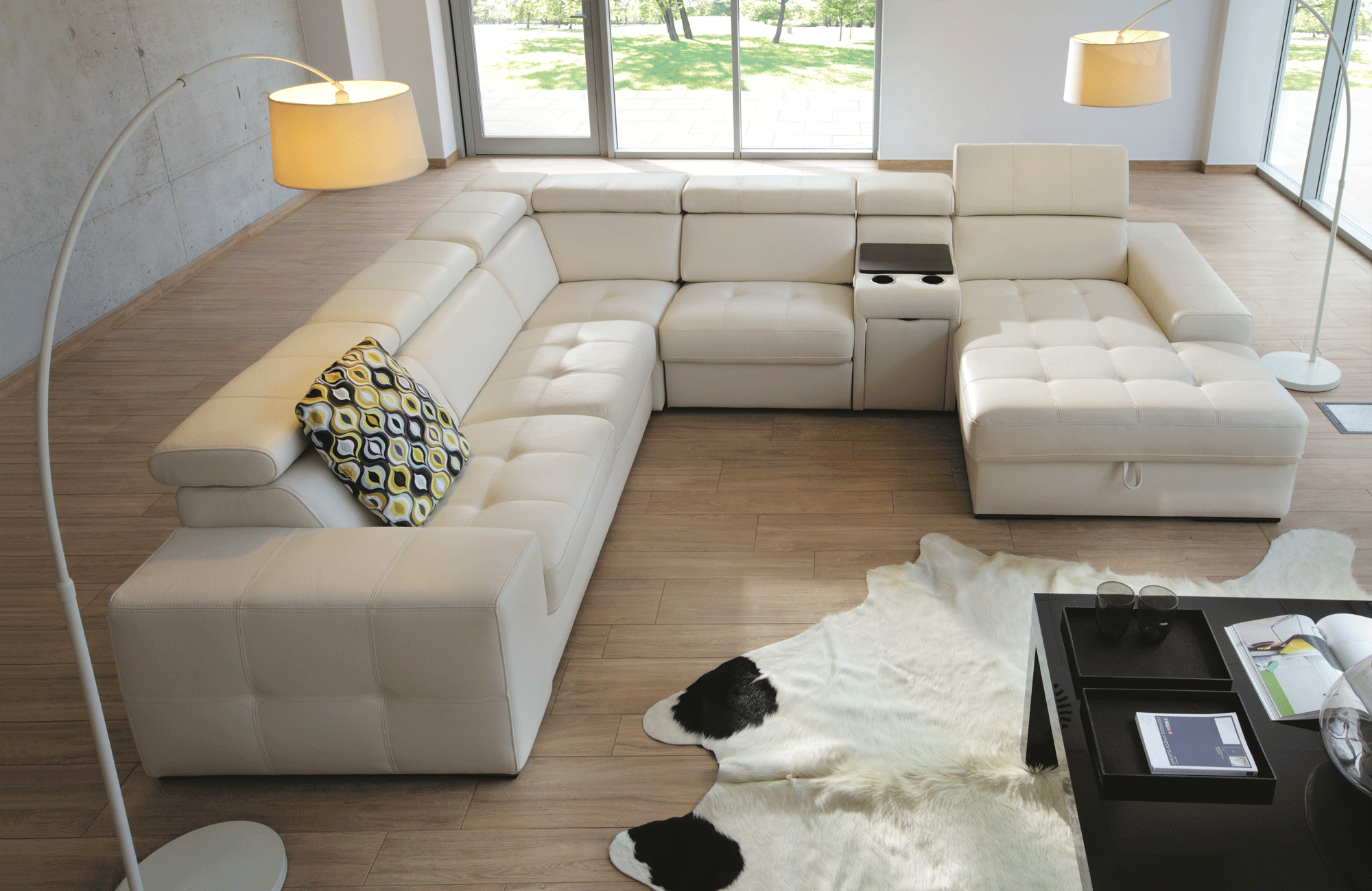Living Room Furniture Sectionals with Sleepers Girro Corner with Bar and Bed