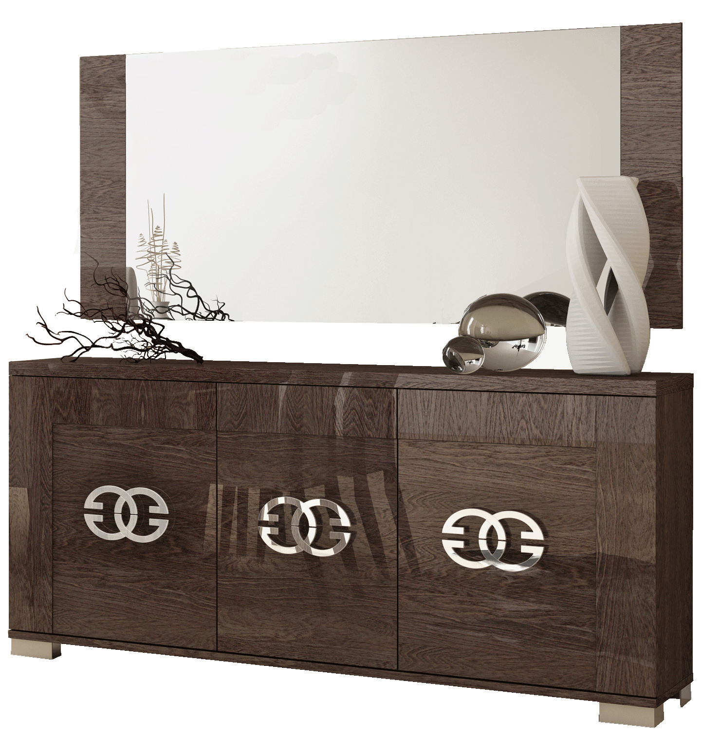 Dining Room Furniture China Cabinets and Buffets Prestige 3 Door Buffet w/Mirror