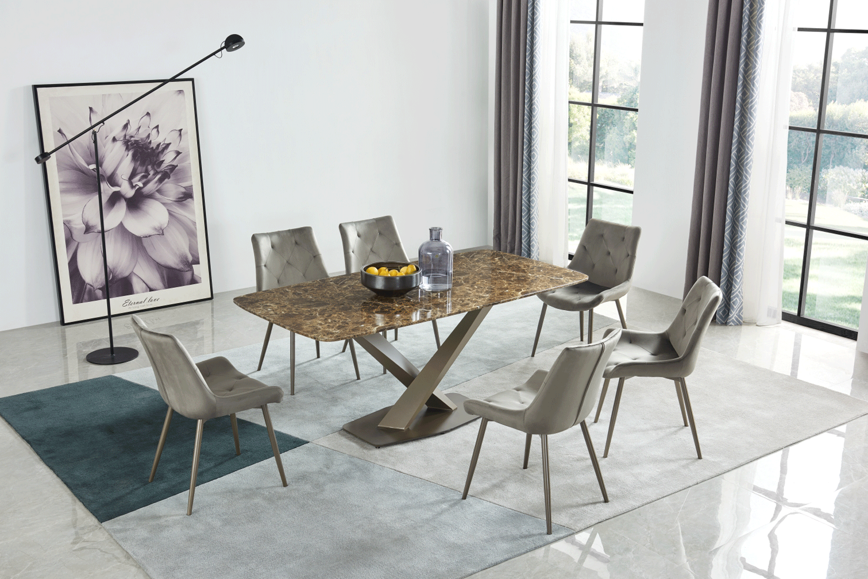 Dining Room Furniture Kitchen Tables and Chairs Sets 311 Marble Dining Table with 137 Chairs