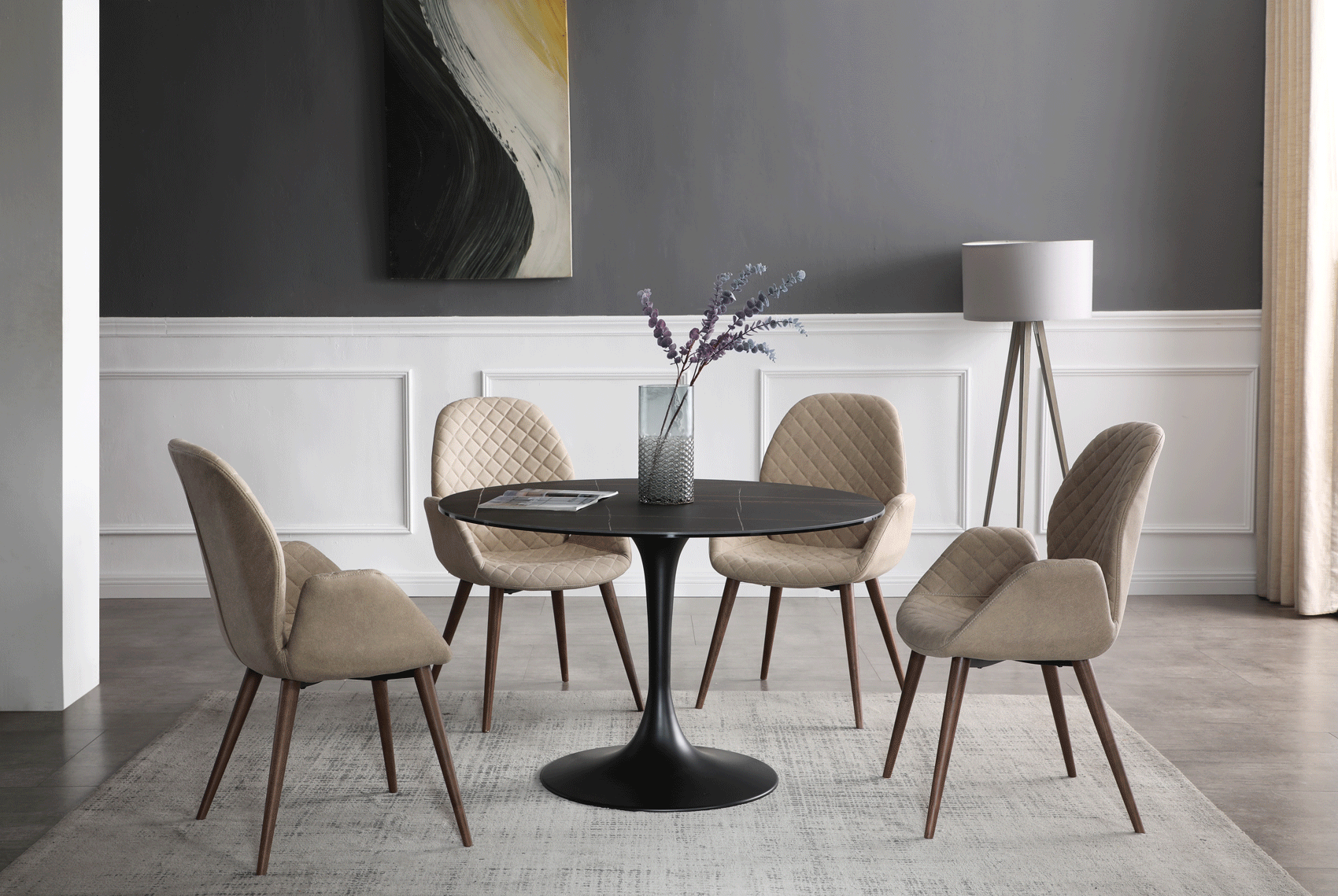 Dining Room Furniture Kitchen Tables and Chairs Sets 9088 Ceramic Dining Table with 1233 Chairs